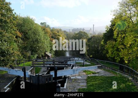 Bingley Five Rise Locks in West Yorkshire Stockfoto