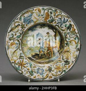 Teller erste Hälfte 18th Jahrhundert Castelli. Platte. Italienisch, Castelli. Erste Hälfte 18th Jahrhundert. Maiolica (Zinnglasierte Steingut). Keramik-Keramik Stockfoto