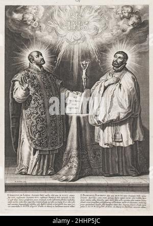 Der heilige Franz Xaver und der heilige Ignatius von Loyola Ca. 1633–59 Schelte Adams à Bolswert. Franz Xaver und Ignatius von Loyola. Nach Peter Paul Rubens (Flämisch, Siegen 1577–1640 Antwerpen). 1633–59. Gravur; zweiter Zustand von zwei. Ausdrucke Stockfoto