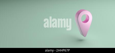 Eine PIN, die als Navigations- oder Positionsmarkierung auf elektronischen Karten verwendet wird. Navigations- oder Standortkonzept. Stockfoto