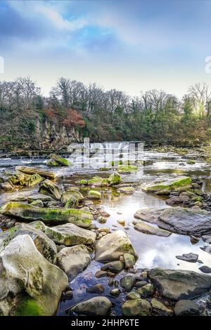 River Swale vom Schloss in Richmond aus gesehen Stockfoto