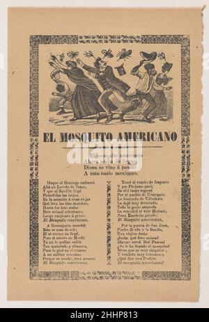 Broadsheet zum amerikanischen Mosquito mit Versen, die den US-Imperialismus kritisieren 1903 José Guadalupe Posada. Broadsheet zum amerikanischen Mosquito mit Versen, die dem US-Imperialismus kritisch gegenüberstehen. José Guadalupe Posada (Mexikanisch, 1851–1913). 1903. Photorelief und Buchdruck auf braunes Papier. Antonio Vanegas Arroyo (1850–1917, Mexikanisch). Ausdrucke Stockfoto