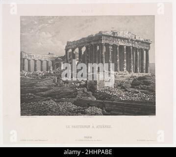 Ausflüge Daguerriennes. Vues et Monuments les plus remarquables du Globe 1840s Noël-Marie-Paymal Lerebours Französisch vor dem Aufstieg der Papierfotografie im Jahr 1850s verließen sich Künstler auf illustrierte Publikationen, um einzigartige Ansichten des Daguerreotyps zu reproduzieren. Girault kannte die ehrgeizigste dieser Publikationen, Noël-Paymal Lerebours’s Excursions daguerriennes, die erstmals 1840 erschien. Lerebours hat Daguerreotypen aus aller Welt in Auftrag gegeben und erworben. Der in der Schweiz geborene Unternehmer Joly steuerte das erste Foto des Parthenon bei, das im Oktober 1839 gemacht wurde und bemerkte, dass „jedes Ja“ Stockfoto