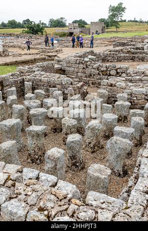 Hypocausts in den Ruinen von Vindolanda römischen Hilfsfestung in Chesterholm, Northumberland UK Stockfoto