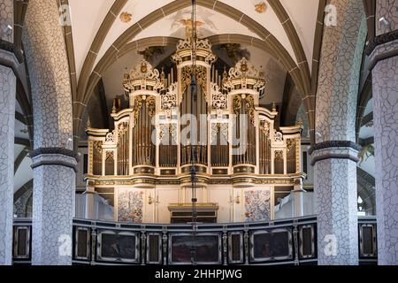 Ladegastorgel in der Stadtkirche St. Andreas Rudolstadt erbaut 1882, Orgel von Friedrich Ladegast in der Stadtkirche Rudolstadt Stockfoto