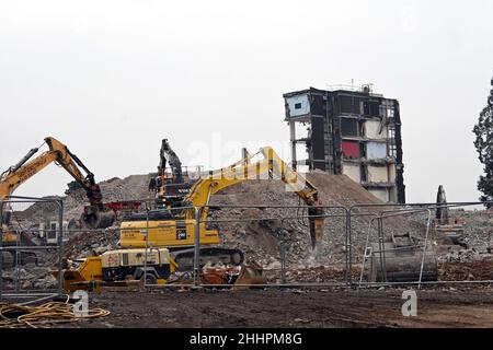 BBC Wales HQ Llandaff, Cardiff Demolition Stockfoto