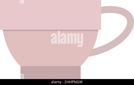 Vektorsymbol für flache Kaffeetasse. Beigefarbene Tasse für Kaffee isoliert auf weißem Hintergrund für Grafik, Comic-Requisiten und Webdesign. Stock Vektor