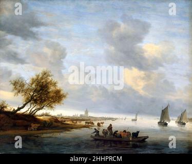 Fähre bei Arnheim von Salomon Jacobsz van Ruysdael (ca. 1602-1670), Öl auf Tafel, 1651 Stockfoto