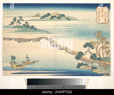 Herbsthimmel bei Chōkō (Chōkō shūsei), aus der Serie Acht Ansichten der Ryūkyū-Inseln (Ryūkyū hakkei) ca. 1832 Katsushika Hokusai Japanische Hokusais Abzüge der Ryūkyū wurden vermutlich angefertigt, um an die Ankunft der Ryūkyū-Mission in Edo im November 1832 zu erinnern. Obwohl der ursprüngliche Gazetteer, der Hokusai inspirierte, in Schwarz und Weiß war, ist seine Serie in exquisiter Farbe. Wir sehen nicht nur seine Farbgebung, um das exotische Ambiente der Ryūkyū-Inseln zu verstärken, sondern auch seine phantasievolle Kraft, fremde Inseln in Form von acht Ansichten vertraut zu machen. Der Künstler sorgfältig ausgewählten Vertreter el Stockfoto