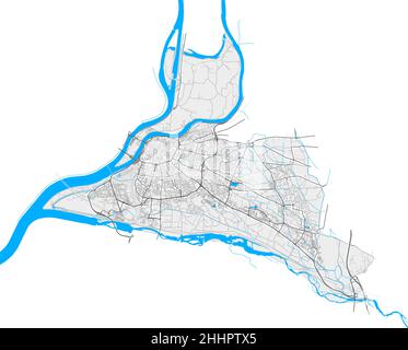 Avignon, Vaucluse, Frankreich hochauflösende Vektorkarte mit Stadtgrenzen und bearbeitbaren Pfaden. Weiße Umrisse für Hauptstraßen. Viele detaillierte Pfade. Blau Stock Vektor