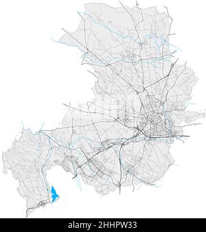 Aix-en-Provence, Bouches-du-Rhône, Frankreich hochauflösende Vektorkarte mit Stadtgrenzen und bearbeitbaren Pfaden. Weiße Umrisse für Hauptstraßen. Viele Deta Stock Vektor