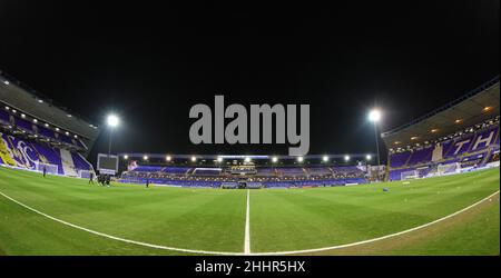 BIRMINGHAM, GROSSBRITANNIEN. JANUAR 25TH. Eine allgemeine Ansicht des Stadions vor dem Sky Bet Championship-Spiel zwischen Birmingham City und Peterborough United im St Andrews Trillion Trophy Stadium, Birmingham am Dienstag, dem 25th. Januar 2022. (Kredit: James Holyoak | MI News) Kredit: MI Nachrichten & Sport /Alamy Live News Stockfoto