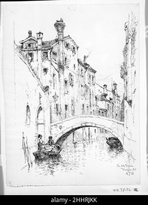 Rio della Verona, Venedig 1883 Andrew Fisher Bunner. Rio della Verona, Venedig. Andrew Fisher Bunner (1841–1897). Amerikanisch. 1883. Schwarze Tinte und Graphitspuren auf cremefarbenem Papier Stockfoto