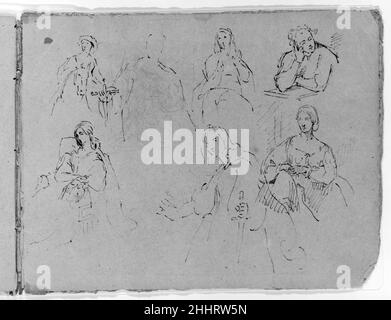 Inside Back Cover (aus Skizzenbuch) 1810–20 Thomas Sully American. Innenseite der Rückseite (aus Skizzenbuch). Thomas Sully (Amerikaner, Horncastle, Lincolnshire 1783–1872 Philadelphia, Pennsylvania). Amerikanisch. 1810–20. Tinte, waschen, auf Papier. Stockfoto