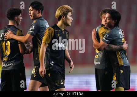 ANTWERPEN, BELGIEN - 25. JANUAR: Daiki Hashioka von Sint-Truidense VV während des Jupiler Pro League-Spiels zwischen dem Royal Antwerp FC und Sint-Truidense VV am 25. Januar 2022 im Bosuilstadion in Antwerpen, Belgien (Foto: Jeroen Meuwsen/Orange Picches) Stockfoto