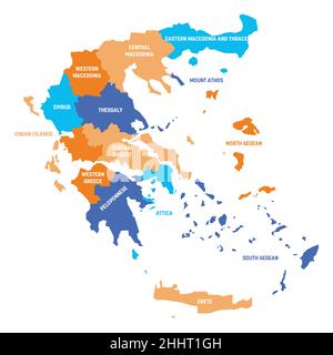 Griechenland - Karte der dezentralen Verwaltungen Stock Vektor