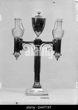 Lampe ca. 1790 Briten. Lampe. Britisch. Ca. 1790. Sheffield-Platte, Glas. Metallbearbeitung - Silberplatte Stockfoto