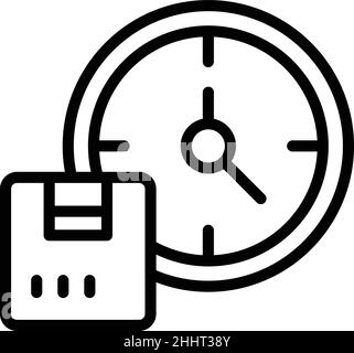 Gliederungsvektor für das Symbol für das Bestandszeitmanagement. Digitale Bestandsaufnahme. Kontrollprodukt Stock Vektor