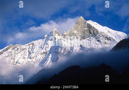 Blick auf Machhapuchhare vom Machhapuchhare Base Camp, Annapurna Region, Nepal Stockfoto