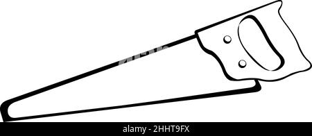 Vektordarstellung einer Handsäge in schwarz-weiß gezeichnet Stock Vektor