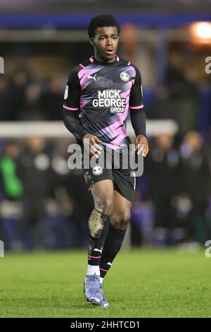 BIRMINGHAM, GROSSBRITANNIEN. JANUAR 25TH. Kwame Poku von Peterborough United während des Sky Bet Championship-Spiels zwischen Birmingham City und Peterborough United im St Andrews Trillion Trophy Stadium, Birmingham, am Dienstag, den 25th. Januar 2022. (Kredit: James Holyoak | MI News) Kredit: MI Nachrichten & Sport /Alamy Live News Stockfoto