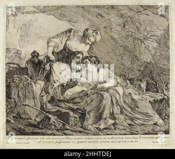 Lot und seine Töchter 1748 Joseph Marie Vien Französisch. Lot und seine Töchter 386128 Stockfoto