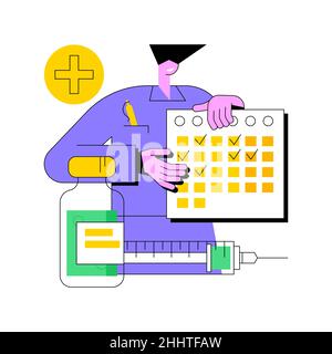 Impfplan abstrakte Konzept Vektor-Illustration. Plan zur Prävention von Krankheiten, Prävention von Infektionskrankheiten, Impfplan für Kinder, Kalender zur Impfung von Erwachsenen, abstrakte Metapher. Stock Vektor