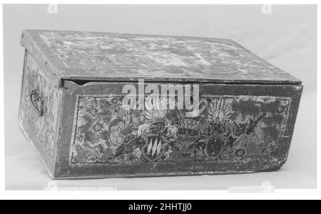Box 16th Jahrhundert Schweizer. Feld. Schweizer. 16th Jahrhundert. Holz, lackiert. Holzmöbel Stockfoto