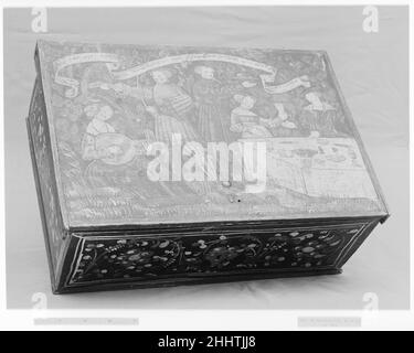 Box 16th Jahrhundert Schweizer. Feld. Schweizer. 16th Jahrhundert. Holz, lackiert. Holzmöbel Stockfoto