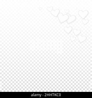 Weißes Herz liebt Konfettis. Valentinstag Ecke überwältigenden Hintergrund. Herabfallend genähte Papierherzen Konfetti auf transparentem Hintergrund. Emotiona Stock Vektor