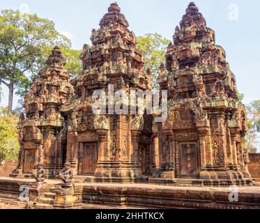 'Zitadelle der Frauen', Angkors Märchenkomplex - Banteay Srei, Kambodscha Stockfoto