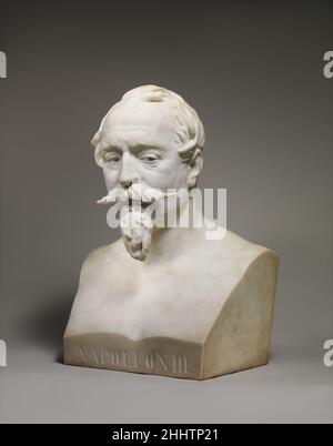 Napoléon III. (1808–1873), Kaiser der Franzosen 1873 Jean-Baptiste Carpeaux Französisch Jean-Baptiste Carpeaux, der erfolgreichste Bildhauer seiner Epoche in frankreich, kultivierte eifrig die kaiserliche Familie zu Ehren der Darstellung ihrer Mitglieder. Bereits 1852 – 53 schnitzte er spekulativ ein Marmorrelief des Kaisers, der Abd-al Kader im Palais de Saint-Cloud empfing, und 1853 – 55 begann er eine Gipsgruppe zum Thema der Kaiserin, die Waisenkinder und die Künste schützte (Musée des Beaux-Arts de Valenciennes).[1] Trotz dieser Initiativen, Aufträge von Napoléon III. Und Kaiserin Eugéni anzuziehen Stockfoto