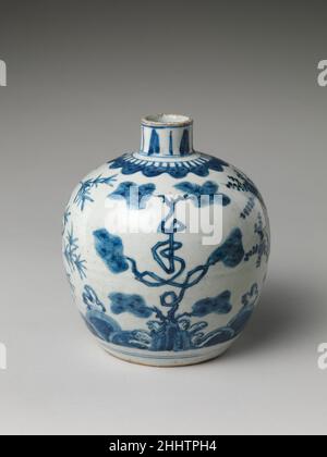 Flasche mit Kiefer und Charakter für Langlebigkeit (Shou) China. Flasche mit Kiefer und Charakter für Langlebigkeit (Shou) 47582 Stockfoto
