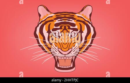 tiger-Kopf-Rinde, Bucht, Schnarren, yap, Anruf, Brüllen, brüllen, bullen. vektorgrafik EPS10 Stock Vektor