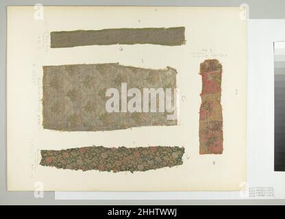 Textile Fragment 17th–18th Jahrhundert. Textilfragment. 17th–18th Jahrhundert. Seide, Metallfaden. Hergestellt im Iran. Textilien Stockfoto