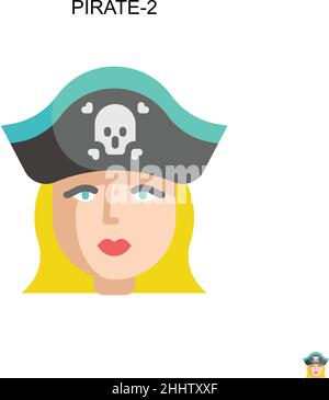 Pirate-2 einfaches Vektor-Symbol.perfekte Farbe modernes Piktogramm auf bearbeitbaren Strich. Pirate-2 Icons für Ihr Business-Projekt Stock Vektor