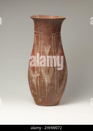 Weiße, gekreuzt gezeichnete Vase mit Pflanzenmotiven ca. 3900–3700 v. Chr. Predynastic, Naqada I. Weiße, gekreuzt gezeichnete Vase mit Pflanzenmotiven. Ca. 3900–3700 V. CHR. Keramik, Farbe. Prädynastisch, Naqada I. aus Ägypten Stockfoto