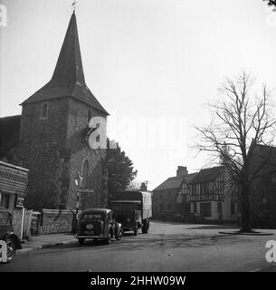 Eine allgemeine Ansicht von Downe, einem Dorf im Großraum London im Londoner Stadtteil Bromley, historisch in Kent bis 1965. 8th. März 1950. Stockfoto