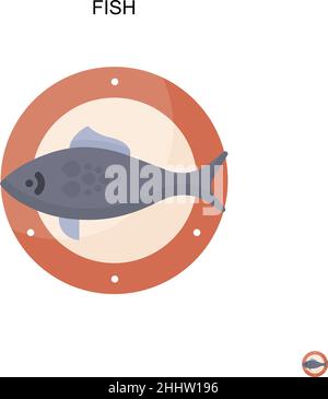 Fisch einfaches Vektor-Symbol.perfekte Farbe modernes Piktogramm auf editierbare Kontur. Fischsymbole für Ihr Geschäftsprojekt Stock Vektor