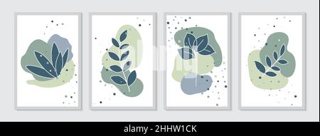 Botanical Wand Kunst Pflanze Tapete Design für Druck. Grünes Laubkonzept mit geometrischem, minimalistischem Design. Vektorgrafik Stock Vektor