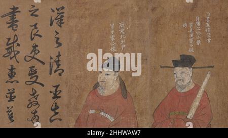 Zwei Vorfahren der Familie Mao nicht identifizierter Künstler. Zwei Vorfahren der Familie Mao. Nicht identifizierter Künstler. China. Handscroll; Tinte und Farbe auf Papier. Ming (1368–1644) oder Qing-Dynastie (1644–1911). Gemälde Stockfoto