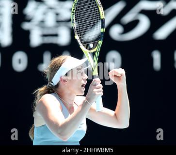 Melbourne, Australien. 26th Januar 2022. Danielle Collins in Ladies Quarter final Action Australian Open Tennis 2022 Melbourne Park, Australia Day 10 Mittwoch 26 Januar 2022 FOTO VON KARL WINTER Credit: Roger Parker/Alamy Live News Stockfoto