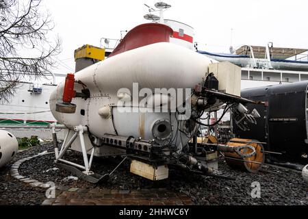 Russische Tiefsee-Forschungsapparate. Sowjetische Bathyscaphe. KÖNIGSBERG, RUSSLAND - 15. Dezember 2021 Stockfoto