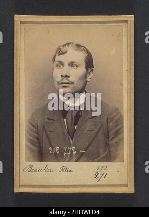 Beaulieu. Henri, Félix, Camille. 23 ans, né le 30/11/70 à Paris Ve. Comptable. Anarchiste. 23/5/94. 1894 Alphonse Bertillon Bertillon, geboren in einer angesehenen Familie von Wissenschaftlern und Statistikern, begann seine Karriere als Angestellter des Identifikationsbüros der Pariser Präfektur der Polizei im Jahr 1879. Mit der Pflege zuverlässiger polizeilicher Aufzeichnungen von Straftätern beauftragt, entwickelte er das erste moderne System der kriminellen Identifizierung. Das System, das unter dem Namen Bertillonage bekannt wurde, hatte drei Komponenten: Anthropometrische Messung, präzise verbale Beschreibung der körperlichen Eigenschaften des Gefangenen und Stockfoto