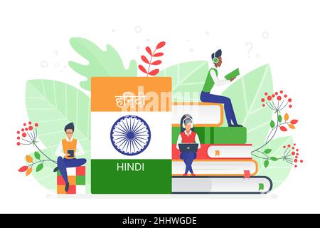 Online Indian Hindi Sprachkurse, Remote Schule oder Universität Konzept Stock Vektor