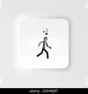 Warnschild, Symbol, Vektor, Illustration für herabfallende Objekte. Fallende Objekte, fallende Objekte Vektor-neumorphisches Symbol auf weißem Hintergrund Stock Vektor