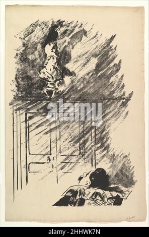 Thront auf einer Büste von Pallas. Illustration zum Raben von Edgar Allan Poe 1875 Edouard Manet Französisch. Thront auf einer Büste von Pallas. Illustration zum Raben von Edgar Allan Poe 336394 Stockfoto