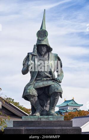 Nagoya, Japan – 20. Oktober 2019: Eine Statue von Kato Kiyomasa, einem japanischen Daimyo aus Edo-Zeiten und einem erfahrenen Erbauer der Burg von Nagoya. Nagoya. Japan Stockfoto