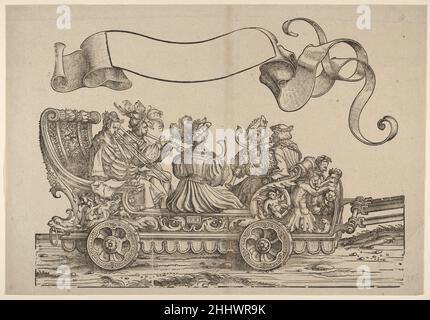 Wagen mit Hornmusikern, die Siegesprozession Kaiser Maximilians I. Hans Burgkmair Deutsch. Wagen mit Hornmusikern, die Siegesprozession Kaiser Maximilians I. 431364 Stockfoto