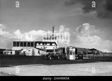 Der Kontrollturm am Flughafen Manchester Ringway, 10th. April 1950. Stockfoto